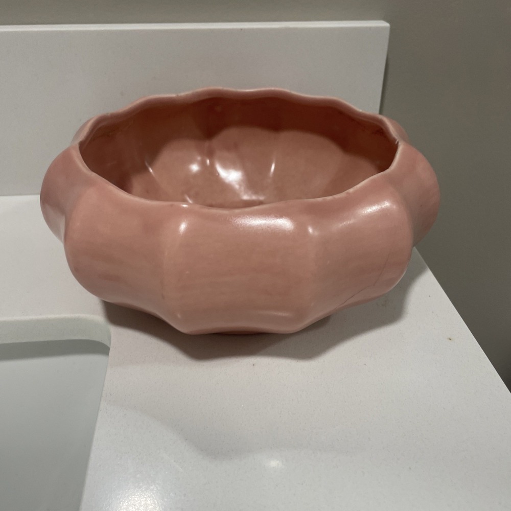 Vintage Haeger USA Pink Art Pottery‎ Centerpiece Bowl Mid Century Modern Decor